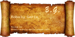 Boboly Gerle névjegykártya